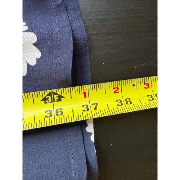 Ganni NWOT Silvery Crepe Twist Dress Daisy Flowy Mini Navy Blue White Size Small - Picture 12 of 12